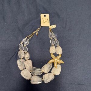 Elegant Starfish Necklace with Gold and Clear Accents